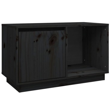 vidaXL Έπιπλο Τηλεόρασης Μαύρο 74x35x44cm από Μασίφ Ξύλο Πεύκου