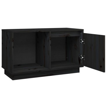 vidaXL Έπιπλο Τηλεόρασης Μαύρο 74x35x44cm από Μασίφ Ξύλο Πεύκου