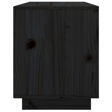 vidaXL Έπιπλο Τηλεόρασης Μαύρο 74x35x44cm από Μασίφ Ξύλο Πεύκου