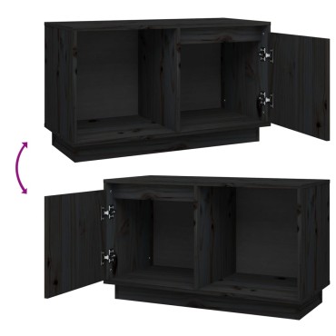 vidaXL Έπιπλο Τηλεόρασης Μαύρο 74x35x44cm από Μασίφ Ξύλο Πεύκου