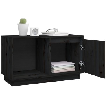 vidaXL Έπιπλο Τηλεόρασης Μαύρο 74x35x44cm από Μασίφ Ξύλο Πεύκου