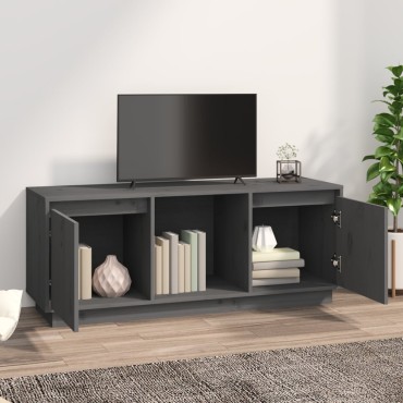 vidaXL Έπιπλο Τηλεόρασης Γκρι 110,5x35x44cm Μασίφ Ξύλο Πεύκου