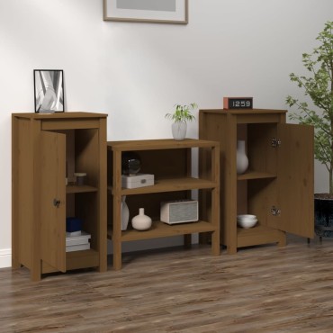 vidaXL Συρταριέρες 2 τεμ. Καφέ Μελί 39x35x80cm από Μασίφ Ξύλο Πεύκου