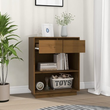 vidaXL Ντουλάπι Κονσόλα Μελί 60x34x75cm από Μασίφ Ξύλο Πεύκου 1 τεμ.