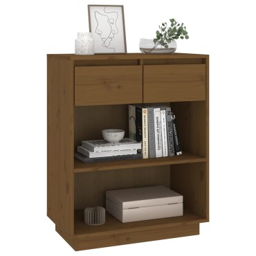 vidaXL Ντουλάπι Κονσόλα Μελί 60x34x75cm από Μασίφ Ξύλο Πεύκου 1 τεμ.