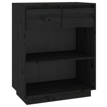 vidaXL Ντουλάπι Κονσόλα Μαύρο 60x34x75cm από Μασίφ Ξύλο Πεύκου 1 τεμ.