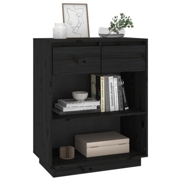 vidaXL Ντουλάπι Κονσόλα Μαύρο 60x34x75cm από Μασίφ Ξύλο Πεύκου 1 τεμ.