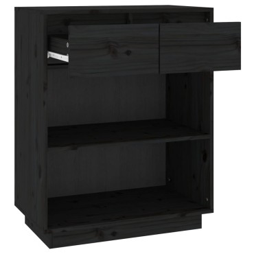 vidaXL Ντουλάπι Κονσόλα Μαύρο 60x34x75cm από Μασίφ Ξύλο Πεύκου 1 τεμ.