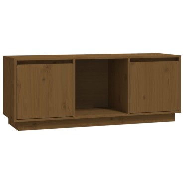 vidaXL Έπιπλο Τηλεόρασης Καφέ Μελί 110,5x35x44cm από Μασίφ Ξύλο Πεύκου