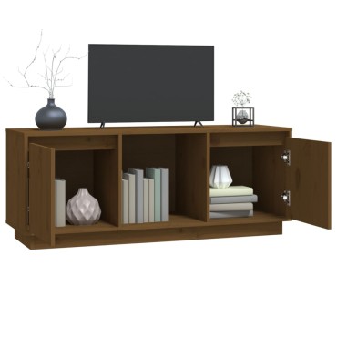 vidaXL Έπιπλο Τηλεόρασης Καφέ Μελί 110,5x35x44cm από Μασίφ Ξύλο Πεύκου