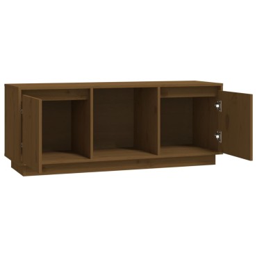 vidaXL Έπιπλο Τηλεόρασης Καφέ Μελί 110,5x35x44cm από Μασίφ Ξύλο Πεύκου
