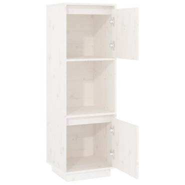vidaXL Ντουλάπι Ψηλό Λευκό 38x35x117cm από Μασίφ Ξύλο Πεύκου 1 τεμ.