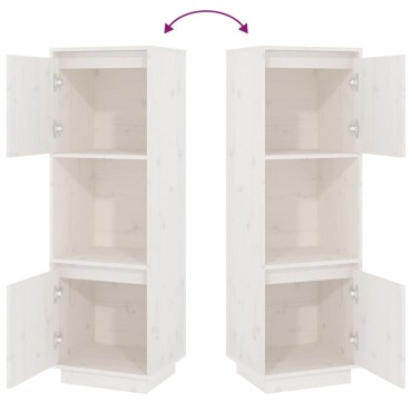 vidaXL Ντουλάπι Ψηλό Λευκό 38x35x117cm από Μασίφ Ξύλο Πεύκου 1 τεμ.