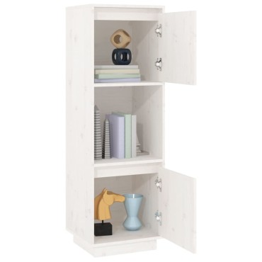 vidaXL Ντουλάπι Ψηλό Λευκό 38x35x117cm από Μασίφ Ξύλο Πεύκου 1 τεμ.