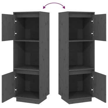 vidaXL Ντουλάπι Ψηλό Γκρι 38x35x117cm από Μασίφ Ξύλο Πεύκου 1 τεμ.