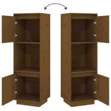 vidaXL Ντουλάπι Ψηλό Μελί 38x35x117cm από Μασίφ Ξύλο Πεύκου 1 τεμ.