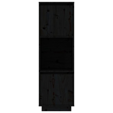 vidaXL Ντουλάπι Ψηλό Μαύρο 38x35x117cm από Μασίφ Ξύλο Πεύκου 1 τεμ.