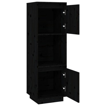 vidaXL Ντουλάπι Ψηλό Μαύρο 38x35x117cm από Μασίφ Ξύλο Πεύκου 1 τεμ.