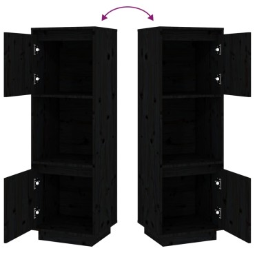 vidaXL Ντουλάπι Ψηλό Μαύρο 38x35x117cm από Μασίφ Ξύλο Πεύκου 1 τεμ.