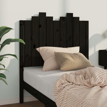 vidaXL Κεφαλάρι Κρεβατιού Μαύρο 96x4x110cm από Μασίφ Ξύλο Πεύκου 1 τεμ.