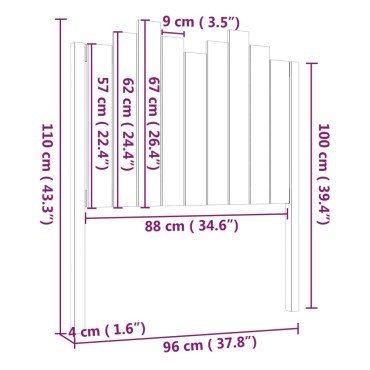 vidaXL Κεφαλάρι Κρεβατιού Μαύρο 96x4x110cm από Μασίφ Ξύλο Πεύκου 1 τεμ.