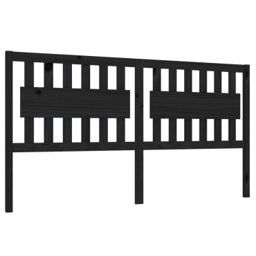 vidaXL Κεφαλάρι Κρεβατιού Μαύρο 125,5x4x100cm Μασίφ Ξύλο Πεύκου 1 τεμ.