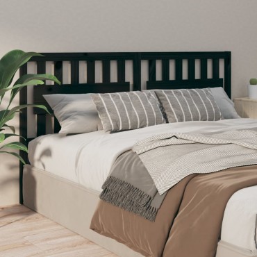 vidaXL Κεφαλάρι Κρεβατιού Μαύρο 125,5x4x100cm Μασίφ Ξύλο Πεύκου 1 τεμ.