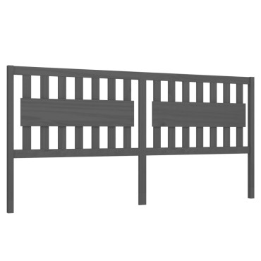 vidaXL Κεφαλάρι Κρεβατιού Γκρι 205,5x4x100cm από Μασίφ Ξύλο Πεύκου 1 τεμ.