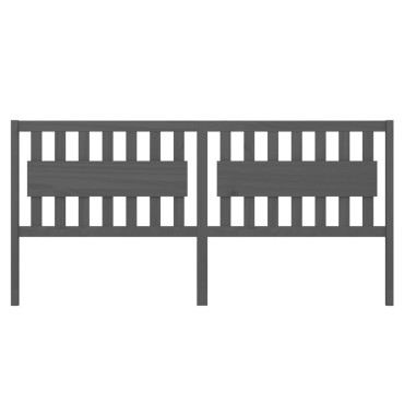 vidaXL Κεφαλάρι Κρεβατιού Γκρι 205,5x4x100cm από Μασίφ Ξύλο Πεύκου 1 τεμ.