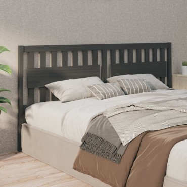 vidaXL Κεφαλάρι Κρεβατιού Γκρι 205,5x4x100cm από Μασίφ Ξύλο Πεύκου 1 τεμ.