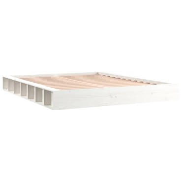 vidaXL Πλαίσιο Κρεβατιού Λευκό 200x200cm από Μασίφ Ξύλο 1 τεμ. - Διπλό