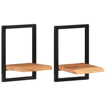 vidaXL Ράφια Τοίχου 2 τεμ. 25x25x35cm Μασίφ Ξύλο Ακακίας & Ατσάλι