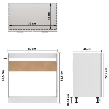 vidaXL Ντουλάπι Νιπτήρα Γκρι Sonoma 80x46x81,5cm Επεξεργασμένο Ξύλο 1 τεμ.