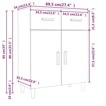 vidaXL Ντουλάπι Λευκό 69,5x34x89cm από Επεξεργασμένο Ξύλο 1 τεμ.
