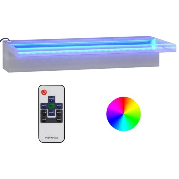 vidaXL Σιντριβάνι Καταρράκτης Πισίνας με RGB LED 45 εκ Ανοξειδ. Ατσάλι