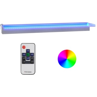 vidaXL Σιντριβάνι Καταρράκτης Πισίνας με RGB LED 90 εκ Ανοξειδ. Ατσάλι