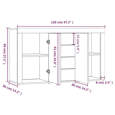 vidaXL Μπουφές Γκρι Sonoma 120x36x69cm από Επεξεργασμένο Ξύλο 1 τεμ.
