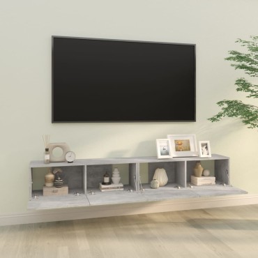 vidaXL Έπιπλα Τηλεόρασης 2 τεμ. Γκρι Σκυροδεμ. 100x30x30cm Επεξ. Ξύλο