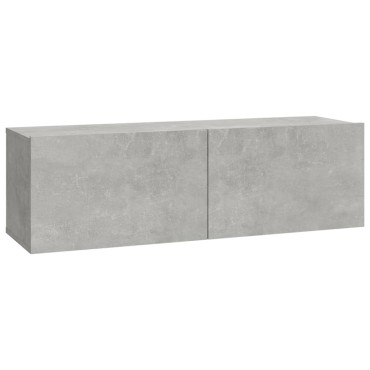 vidaXL Έπιπλα Τηλεόρασης 2 τεμ. Γκρι Σκυροδεμ. 100x30x30cm Επεξ. Ξύλο