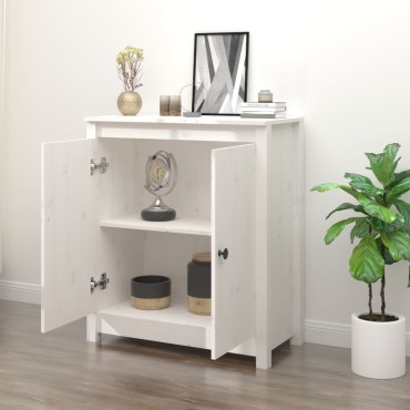 vidaXL Συρταριέρα Λευκή 70x35x80cm από Μασίφ Ξύλο Πεύκου 1 τεμ.