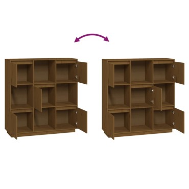 vidaXL Ντουλάπι Ψηλό Μελί 110,5x35x117cm από Μασίφ Ξύλο Πεύκου 1 τεμ.