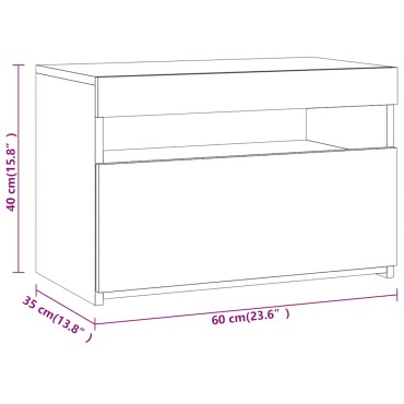 vidaXL Έπιπλο Τηλεόρασης με LED Καπνιστή Δρυς 60x35x40cm