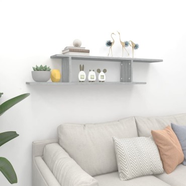 vidaXL Ράφι Τηλεόρασης Γκρι Sonoma 125x18x23cm Επεξεργασμένο Ξύλο 1 τεμ.