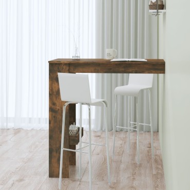 vidaXL Τραπέζι Μπαρ Τοίχου Καπνιστή Δρυς 102x45x103,5cm Επεξερ. Ξύλο 1 τεμ.