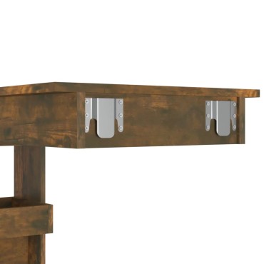 vidaXL Τραπέζι Μπαρ Τοίχου Καπνιστή Δρυς 102x45x103,5cm Επεξερ. Ξύλο 1 τεμ.