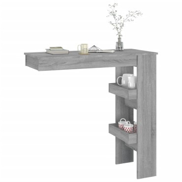 vidaXL Τραπέζι Μπαρ Τοίχου Γκρι Sonoma 102x45x103,5cm Επεξεργ. Ξύλο 1 τεμ.