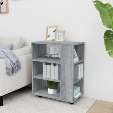 vidaXL Ντουλάπι Με Ροδάκια Γκρι Sonoma 60x35x75cm Επεξεργ. Ξύλο 1 τεμ.