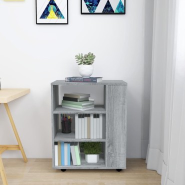 vidaXL Ντουλάπι Με Ροδάκια Γκρι Sonoma 60x35x75cm Επεξεργ. Ξύλο 1 τεμ.
