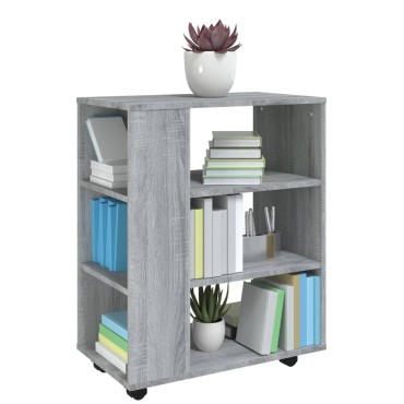 vidaXL Ντουλάπι Με Ροδάκια Γκρι Sonoma 60x35x75cm Επεξεργ. Ξύλο 1 τεμ.
