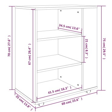 vidaXL Ντουλάπι Με Ροδάκια Γκρι Sonoma 60x35x75cm Επεξεργ. Ξύλο 1 τεμ.